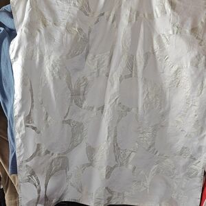 Coach White and Silver Patterned Silk Scarf